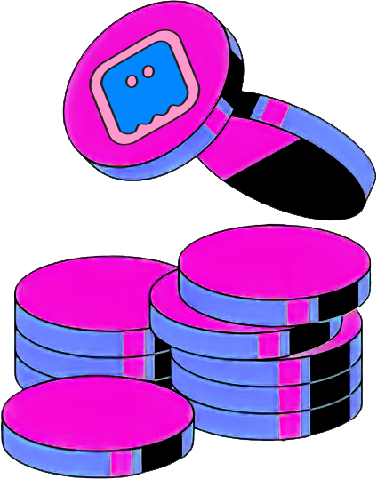 Illustration of FireFun ecosystem with coins and discovery elements